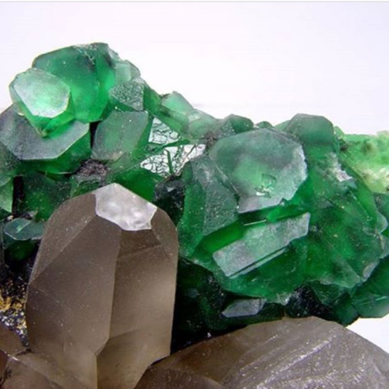 Smokey Quartz Green Fluorite matrix crystal formation